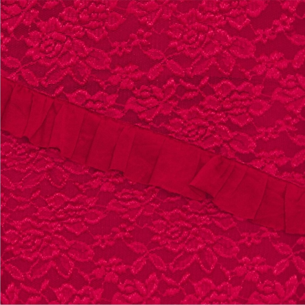 More To Come Xandra Red Lace Ruffle Stretch Midi Strapless Dress size medium - Picture 3 of 9